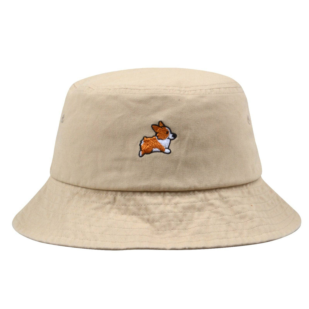 Corgi Embroidery Bucket Hat