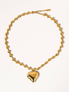 Large Heart Ball Chain Necklace