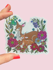 Astral Weekend - Deer and Fawn Glitter STICKER 3 Inch