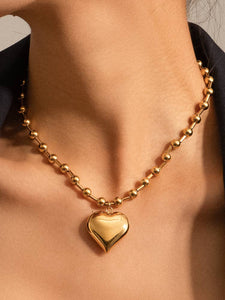 Large Heart Ball Chain Necklace