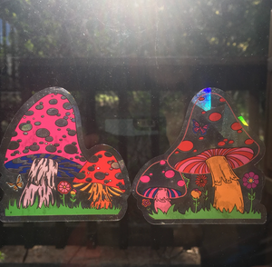 Mushroom Suncatchers Window Rainbow Stickers