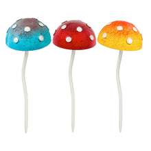 Load image into Gallery viewer, Glow in the Dark Mushroom Plant Picks, Set of 3
